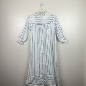NWT 80s Damea Cotton Flannel Nightgown Prairie Homestead Trad Floral Medium VTG